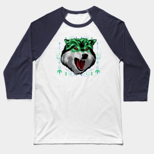 animal wolf green Baseball T-Shirt